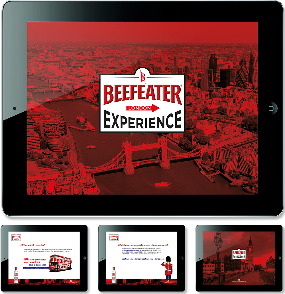 Sales folder para la red de ventas de presentación del programa Beefeater Experience para tablet diseñado y conceptualizado en Slogan