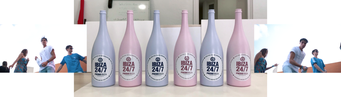 Diseño de botellas para la activación en el escenario principal creado por Slogan del Dulceweekend market para la nueva fragancia Pacha Ibiza 24/7 de Antonio Puig