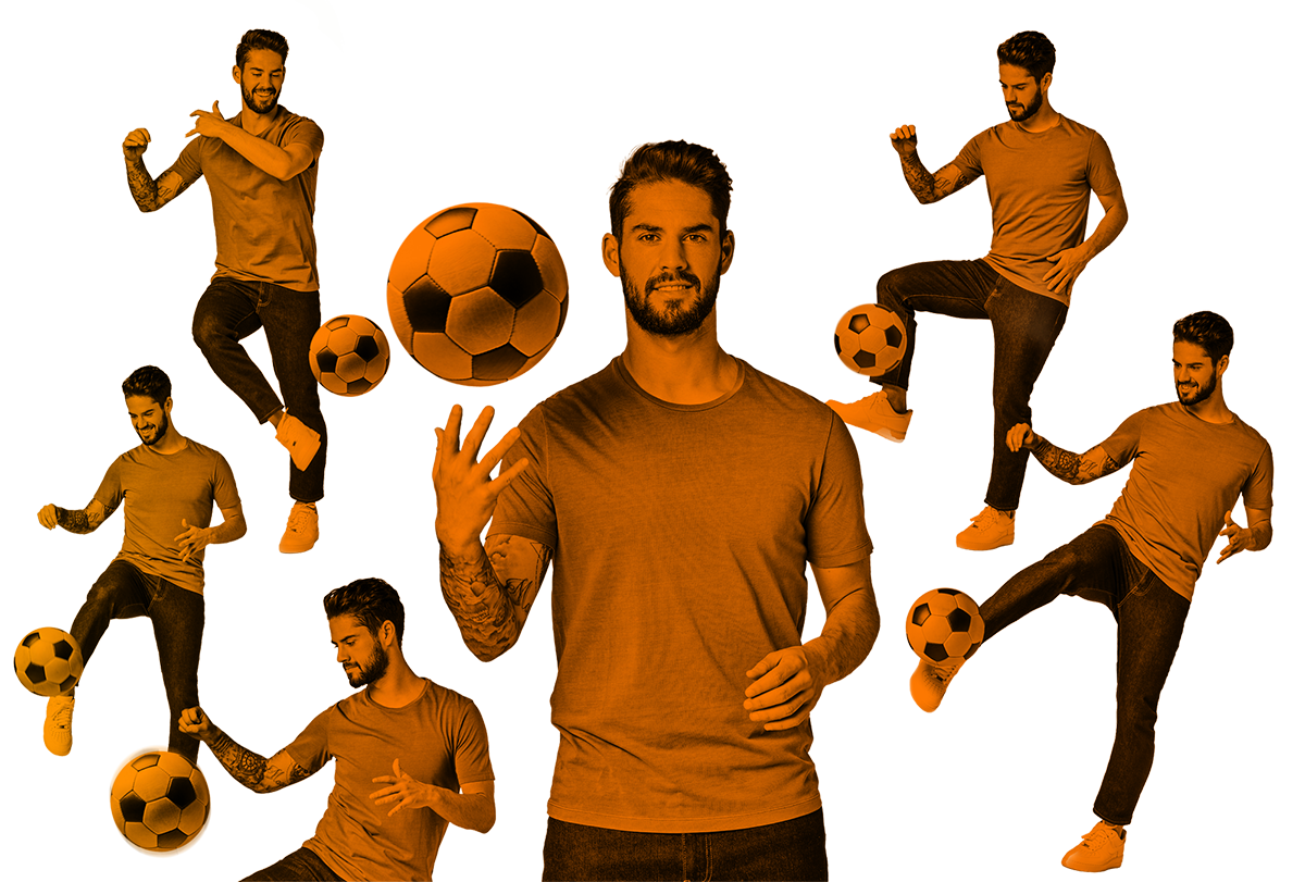 Diferentes imágenes del futbolista Isco Alarcón dando toques acrobáticos con el balón