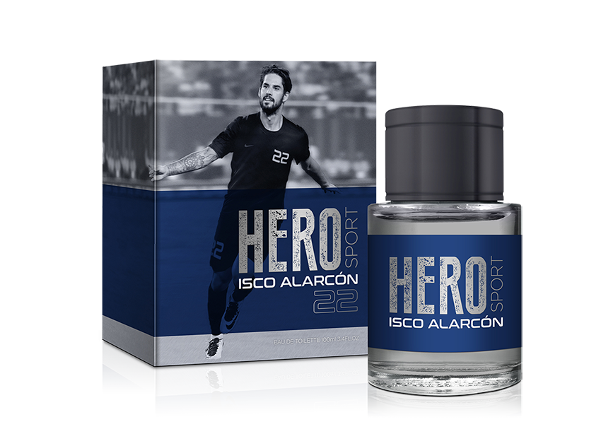 Packaging de la nueva fragancia Hero Sport Isco de Antonio Puig