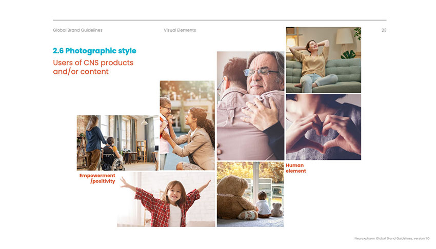 Apartado fotográfico del Brandbook para la campaña de Neuraxpharm