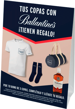 Table tent para el barista de Ballantines del programa de incentivos Pernod Ricard Activa