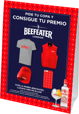 Table tent para el barista de Beefeater del programa de incentivos Pernod Ricard Activa